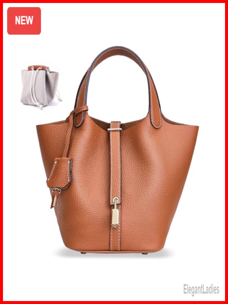 Genuine Leather Bucket Bag Handmade Tote Purse Crossbody Satchel